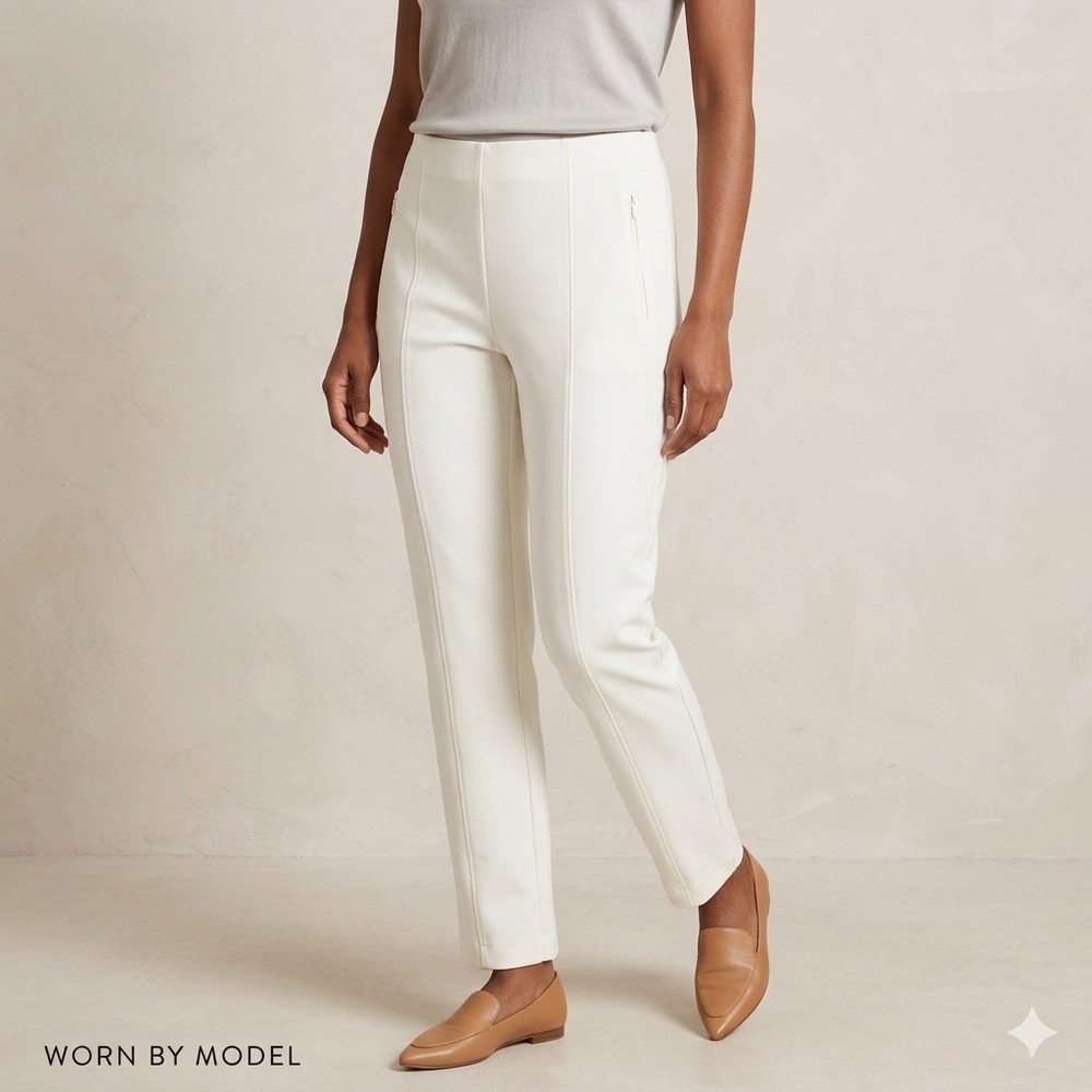 Chico's Alabaster White Slim Ankle Pants Front Seam Zip Pocket Size 2.5 US 14